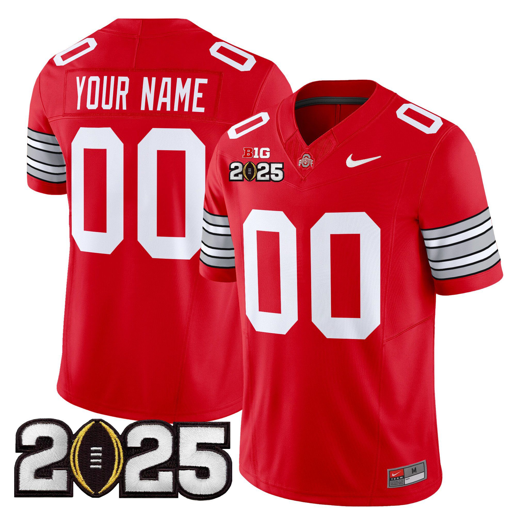 Men Ohio State Buckeyes Red 2025 CFP Final Patch Vapor Limited Custom NCAA Jersey->customized ncaa jersey->Custom Jersey